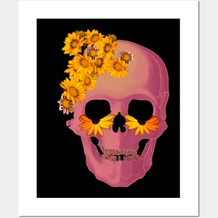 Mauve skull floral crown Posters and Art